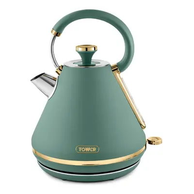 Tower T10044JDE Cavaletto Pyramid Kettle with Fast Boil, Detachable Filter, 1.7L, W, Jade & Cham