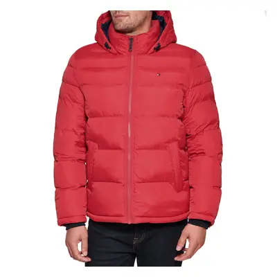 Tommy Hilfiger Mens Hooded Puffer Jacket Red Small