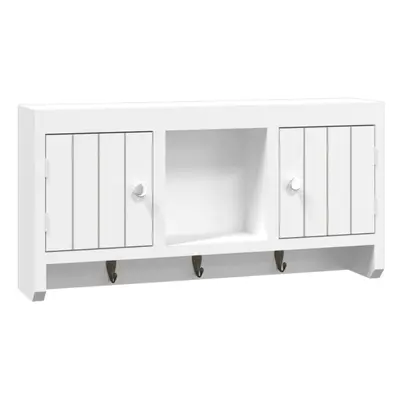 vidaXL Key Cabinet White Engineered Wood and Steel Floating Display Shelf