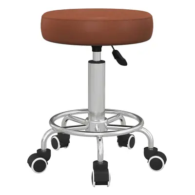 Vinsetto Round PU leather Salon Beautician Stool Adjustable Height, Brown