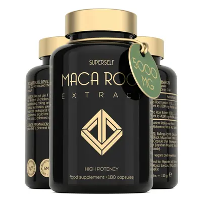 Maca Root 5000mg - Maca Root Capsules for Women & Men - High Potency Herbal Booster - Black & Ye