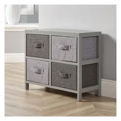 Metro Fabric Drawer Storage Chest Unit Grey Fully Assembled