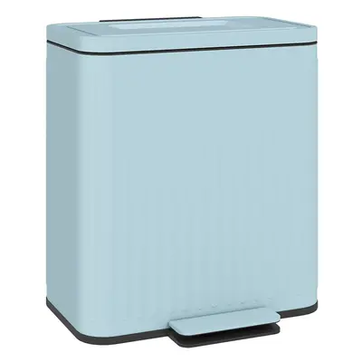 HOMCOM x 20L Double Rubbish Bin, Pedal Bin with Soft-Close Lid, Light Green