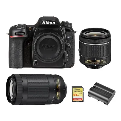 NIKON D7500+AF-P 18-55MM+AF-P70-300MM+SanDisk Extreme 64G SD+ EN-EL15A