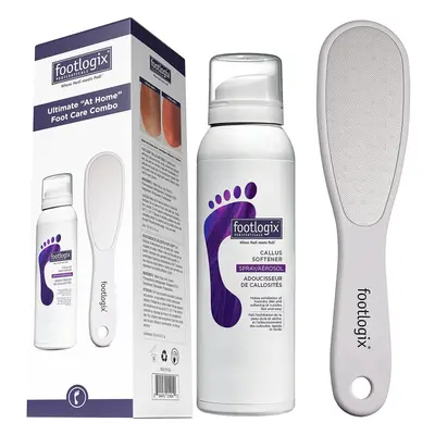 Foot Care Callus Softener - Footlogix Callus Softener Spray & Double Sided Foot File Set for Dry