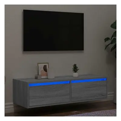 vidaXL TV Cabinet with LED Lights Grey Sonoma 100X35.5x25 cm