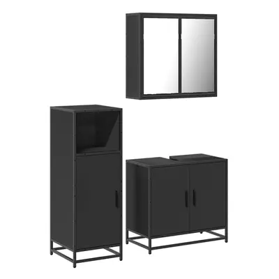 (black) vidaXL Piece Bathroom Furniture Set Sonoma Oak Engineered Wood