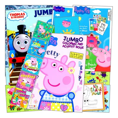 Peppa Coloring Books Stickers Activity Set - Bundle Includes Thomas The Train Coloring Book Pepp