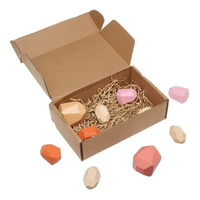 10 Pcs Children Wood Colorful Stone Stacking Game Building Block Education Set Toy