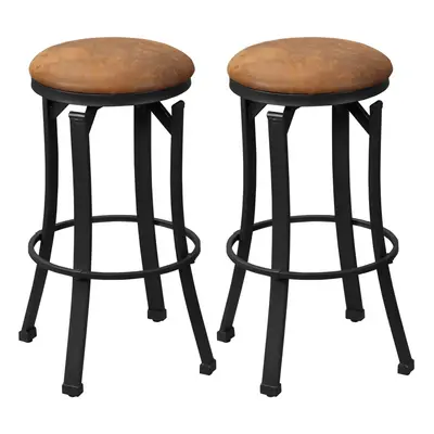 HOMCOM Bar Stools Set of Microfiber Cloth Bar Chairs W/ Steel Legs Brown