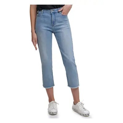 DKNY Women's Rivington Slim Straight Crop Jeans Faded Blue