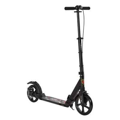 HOMCOM Teens Adult Kick Scooter Fold Adjust 14+ w/ Rear Dual Brake System Black