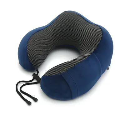 (Blue) U Shaped Memory Foam Neck Pillows Soft Travel Pillow Cervical Airplane