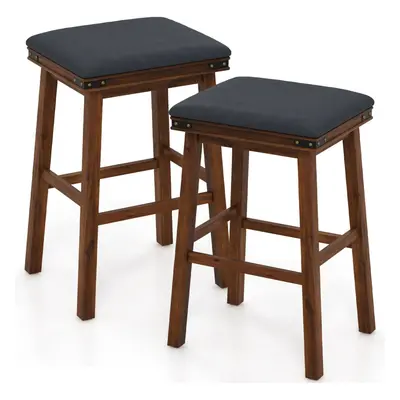 2PCS 76cm Bar Stools PU Leather Padded Upholstered Counter Height Chair-Brown