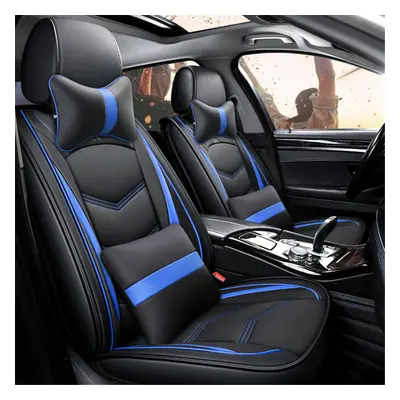 (Blue) Wear-Resistant PU Leather Car Seat Cover