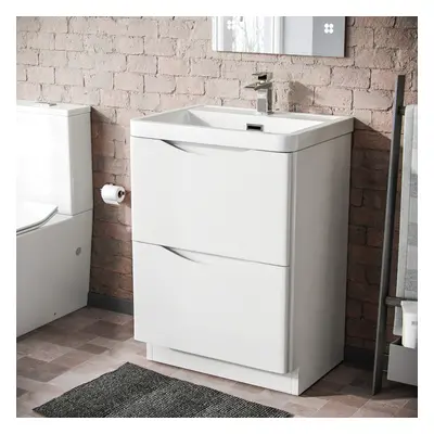 Nes Home 600mm White Basin Vanity Unit Drawer Bathroom Storage Cabinet