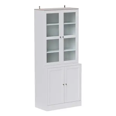 HOMCOM Modern Bookcase Display Storage Cabinet w/ Doors Adjustable Shelves