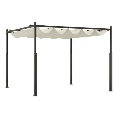 Outsunny x 3(m) Pergola with Retractable Roof, 80mm Metal Column, White