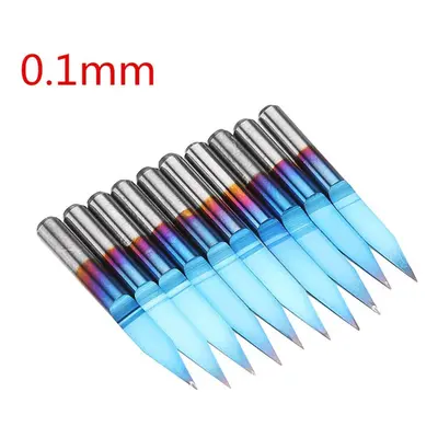 (0.1mm) 10pcs 0.1/0.2/0.3mm Degree Engraving Bit Blue NANO Coated Carbide Flat Bottom PCB Engrav