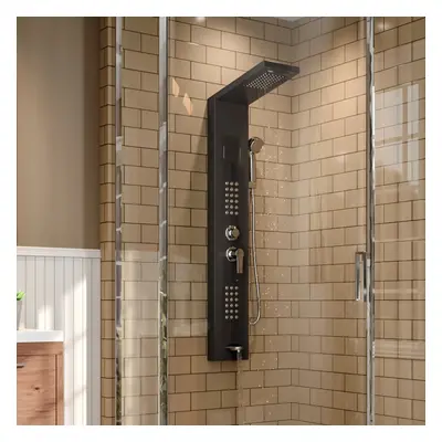 Stainless Steel Shower Panel with LED Temperature Display and Hand Shower