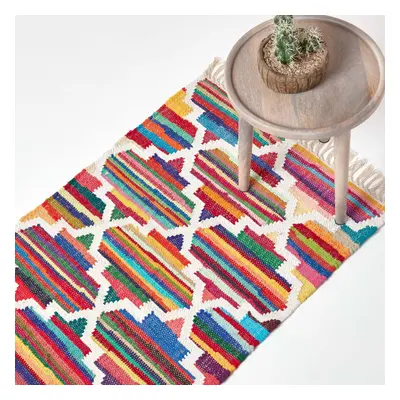 (66 x cm) Amsterdam Handwoven Multi Coloured 100% Cotton Chindi Kilim Rug