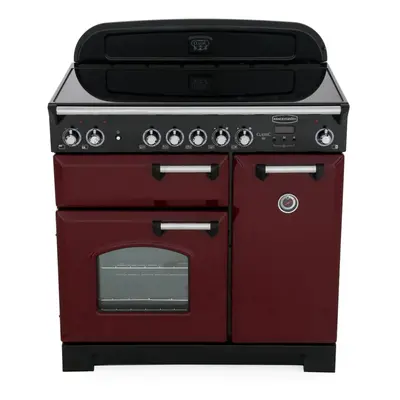 Rangemaster CLA90ECCY/C Classic Cranberry with Chrome Trim 90cm Ceramic Range Cooker - Red - A R