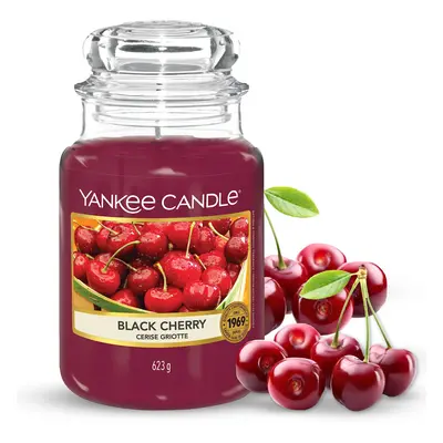 Scented Candle | Black Cherry Large Jar Candle | Long Burning Candles: up to Hours