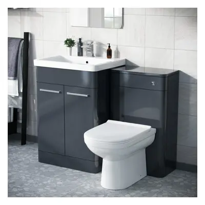 Afern 1100mm Vanity Basin Unit, WC Unit & Elso Back to Wall Toilet Anthracite