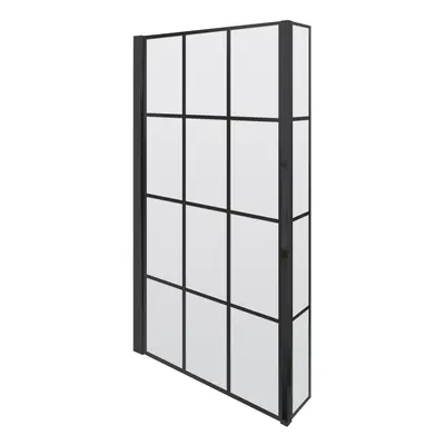 Black Frame 6mm Glass Shaped Shower Bath Screen x x 150mm