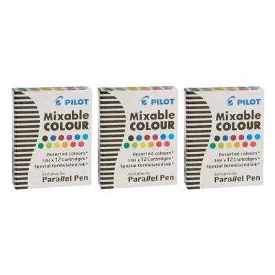 Pilot Parallel Mixable Color Ink Refills for Calligraphy Pens Colors (77312) (Pack of Assorted)