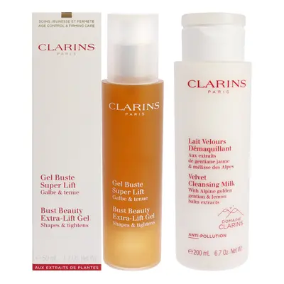 Bust Beauty Extra-Lift Gel and Velvet Cleansing Milk Kit by Clarins for Unisex - Pc Kit 1.7oz Ge