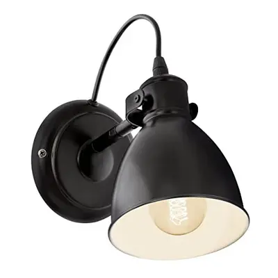 Priddy vintage/ industrial design wall lamp, steel retro wall spotlight, black and white, E27 so