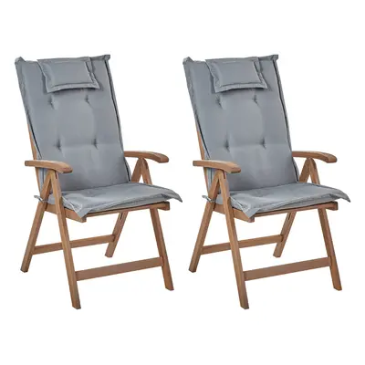 Set of Garden Chairs with Cushions AMANTEA Acacia Wood Grey