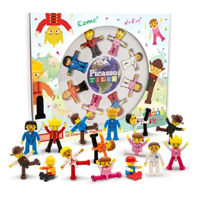 PicassoTiles 15-Piece Magnetic Character Action Figures Add-on Set for Construction Building Blo