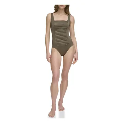 Calvin Klein Women's Standard Pleated One Piece Swimsuit Bronze