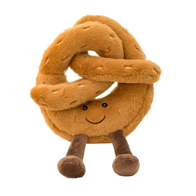 (18cm Pretzels) Soft Stuffed Food Doll Kids Gift Cartoon Pretzel Crossant Toast Bread Plush Toy