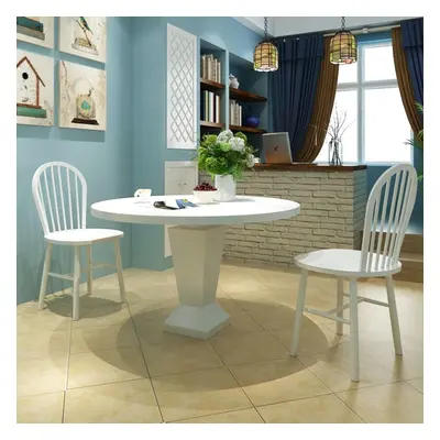 2 Wooden Dining Chairs Round White