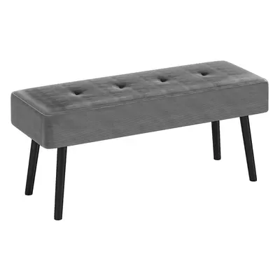 HOMCOM End of Bed Bench with Thick Padding and Steel Legs for Entryway, Grey