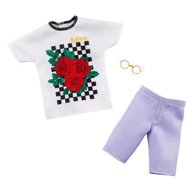 Barbie Clothes: Outfit for Ken Doll includes Graphic T-Shirt Purple Shorts and Eyeglasses Gift f