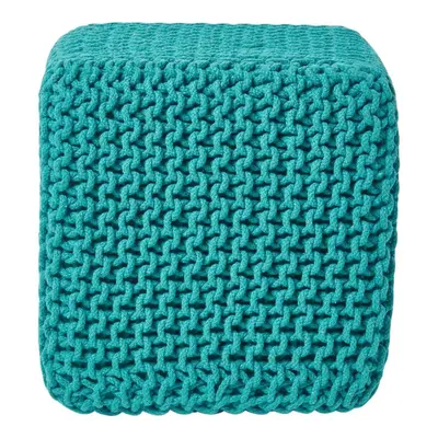 (Teal Green) Knitted Cotton Cube Footstool x x cm