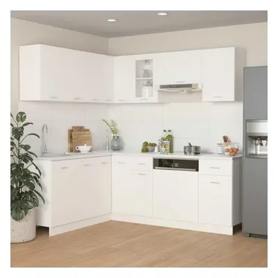 vidaXL Kitchen Cabinet Set Piece White Chipboard Storage Shelves Cupboards