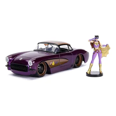 1957 Chevrolet Corvette Purple with Batgirl Diecast Figurine DC Comics Bombshells Series 1/24 Di