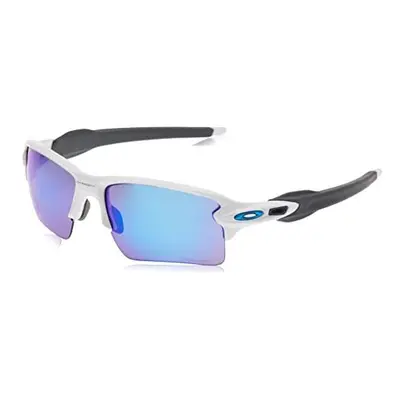 Oakley Mens OO9188 Flak 2.0 Rectangular Sunglasses, Polished White/Prizm Sapphire, mm