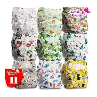 (11) [Littles&Bloomz]9pcs/set STANDARD Hook-Loop Reusable Washable Real Cloth Nappy Diaper,9 nap