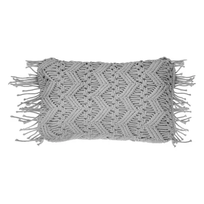 Cotton MacramÃ© Cushion with Tassels x cm Grey KIRIKKALE