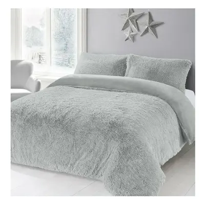 (Silver , Super King ) Alaska Cuddles Teddy Soft Duvet Cover