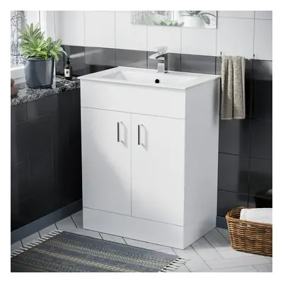 Nanuya mm White Ultra Slim Basin Vanity Unit