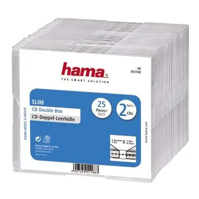 Hama Slim Double CD Jewel Case, pack of 25, transparent