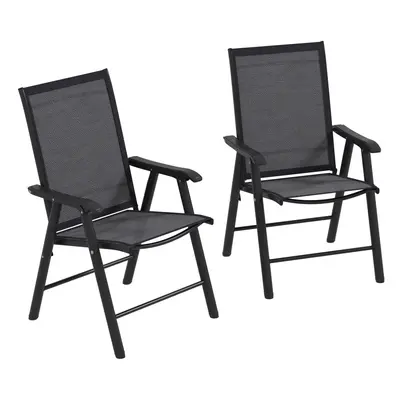 Outsunny 2-PCS Garden Armchairs Outdoor Patio Folding Modern Furniture Grey