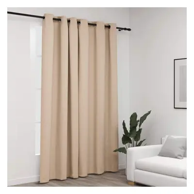 vidaXL Linen-Look Blackout Curtain with Grommets Beige 290x245cm Drape Blind